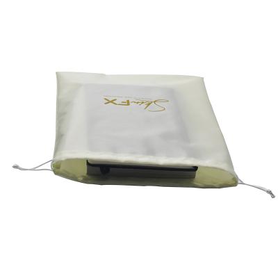 China Used for cosmetic jewelry gift hair extension packing and so on lingerie satin customized beige drawstring bag for makeup package for sale