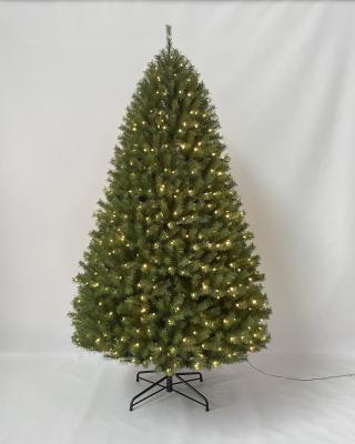 China Eco-friendly Home Decor Wholesale 7.5ft Xmas Ideas LED Pre-lit Artificial Green PE PVC New Year Christmas Tree For Holiday Wedding Decoration for sale