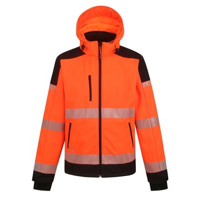 China Safety 300D Reflective Waterproof Fleece High Visibility PU Coated Waterproof Jackets Seam Sealed for sale