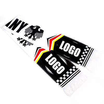 China Promotional Pilou TOURISTA Fast Delivery High Quality Football Fans Club World 100% Acrylic Custom Jacquard Knitted Scarf for sale