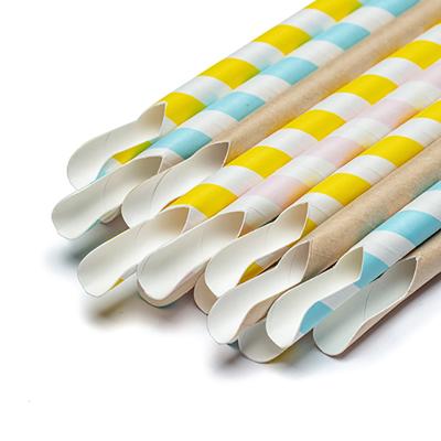 China Disposable Stripe Eco Friendly Biodegradable Food Grade Boba Straws Bulk Spoon Wholesale Straws Paper for sale