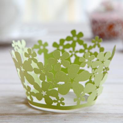 China Picnic Wedding Outdoor Disposable Hollowing Edge Laser Cut Wraps Paper Cake Decorating Cupcake Wrapper Liner Cup Baking Bun for sale