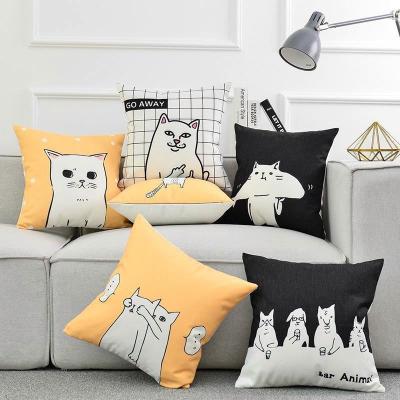 China Simple Cute Cat Back Waist Pillow Cartoon Pillowcase for sale