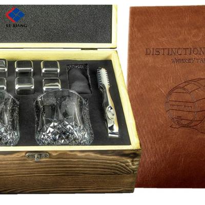 China 2021 Sustainable New Product 2pcs Pumpkin Shaped Stainless Steel Ice Cubes Whiskey Ice Stones Set In Gift Box With Travel Bag for sale