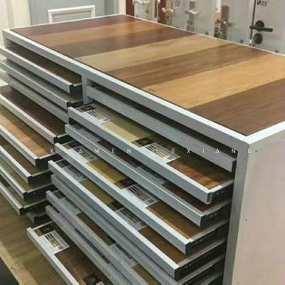 China 2021 MultifunctionWood+ Ceramic Metal Tile Display Stand Sample Showroom Popular Wooden Wooden Tile Display Rack Showcase for sale