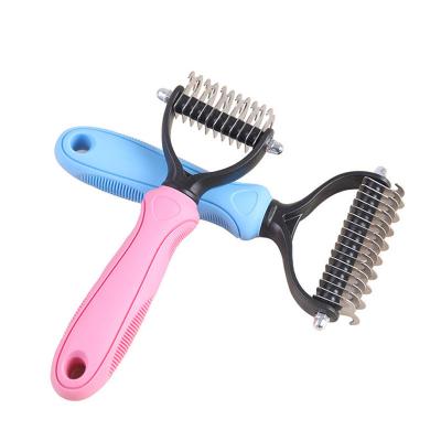 China Viable Wholesale Retail Dog Cat Comb Fur Deshedding Tool Stainless Steel Pet Hair Brush for sale