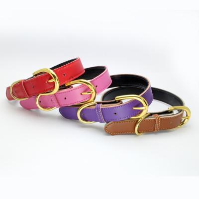 China Viable Manufacturers Pursue Adjustable Soft Collar Pet Collar Metal Button Metal Cat Leather Collar for sale