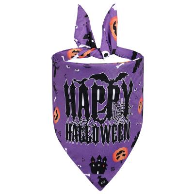 China Custom MOQ Small Dog Bandana Cat Neckerchief Adjustable Triangular Hallowmas Pet Collar Printed Pumpkin Spiders Scarf Pet Products for sale