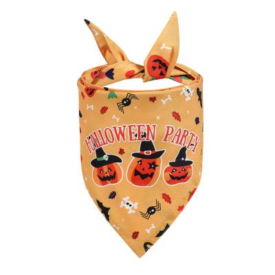 China Hot Sale Personalized Dog Bandana Collar Cat Pet Neckerchief Polyester Collar Adjustable With Hallowmas Printed Triangular Scarf Collar for sale