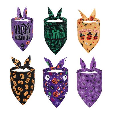 China Personalized Dog Bandana Cat Puppy Kerchief Pet Grooming Accessories Pet Scarf Scarf Dog Saliva Towel Hallowmas Printed Pumpkin Spi for sale