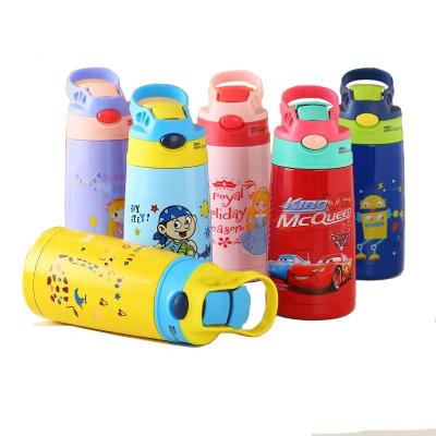 China Stocked cheap food grade stainless steel insulated water bottle for kids cut carton printing kids sipper bottle for sale