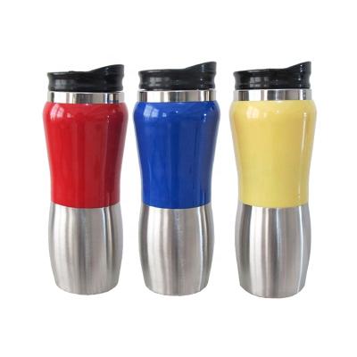 China Double Wall Stainless Steel Water Reusable Car Cup Stored Stainless Steel +plastic Water Bottle Auto Cups for sale