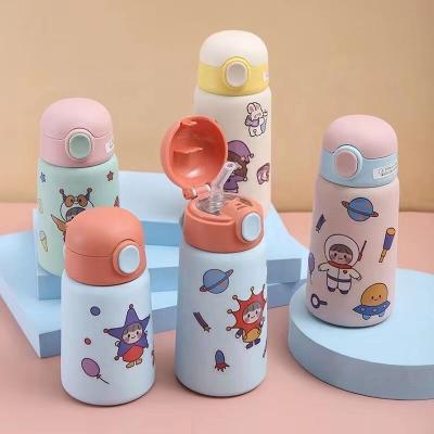 China Cute Large Capacity Stainless Steel Thermos Kids Cups Children Thermos Portable Water Cup Bottles With Straw for sale