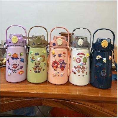 China Large Capacity New Arrive Stainless Steel Thermos Kids Drinking Bottle 1300ml Cute Large Capacity Portable Water Bottles With Handle Strap for sale