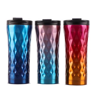 China Stocked Gradient Color Plating Creative Thermo Reusable Coffee Mug Design Surface Stainless Steel Travel Mug With Custom Logo for sale