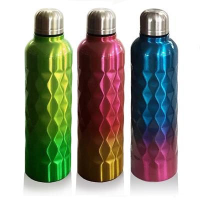 China Newest Rhombus Creative Design Viable Bottle Stainless Steel Single Wall Water Bottle 750ml for sale