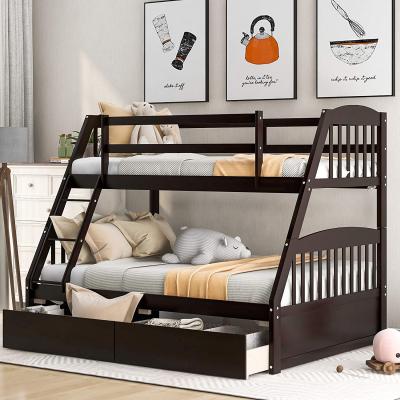 China Durable Bedroom Furniture Wooden Bed With Stairs And Drawers Kids Bunk Bed for sale