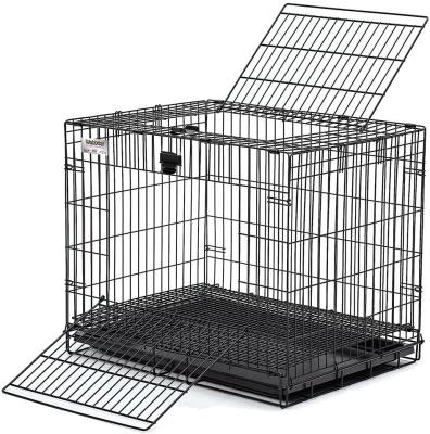 China Breathable Wholesale Black Metal Dog Crate Durable Large Outdoor Folding Animal Cage for sale