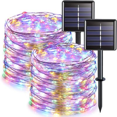 China Solar Outdoor Bedroom/Living Room/Wardrobe/Bar Christmas Lights Waterproof Feet 30 100 LED Solar Lights String Multicolor Copper Wire Solar Fairy Lights for sale