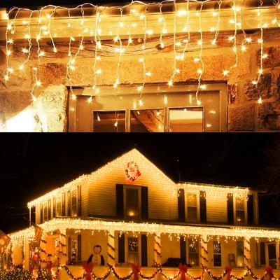 China 96Led Cover Ice Strip Light String 8 Mode Curtain Light Faceted Sky Star Waterfall String Christmas Holiday Lights à venda