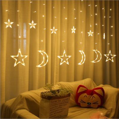 China 3.19M Solar Power Led Curtain Decor Curtain Moon Decorative Light Star Shape String Lights For Holiday zu verkaufen