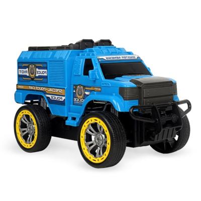 China 1/16 Scale Remote Control Multifunctional Kids Stunt Toy 4x4 RC Model Blue Children's Electric Car 27MHz Remote Control Police Car for sale