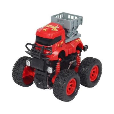 China Friction Toy Boy Pretend To Rescue Stunt Firefighting Car Swing Power Friction Suit Toy Plastic Inertia Fire Truck for sale