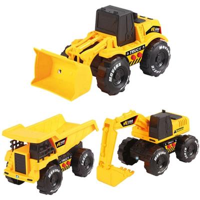 China Friction Toy Selected 3-piece combination of dual friction engineering vehicles with acousto-optic shock absorption and foldable arms for sale