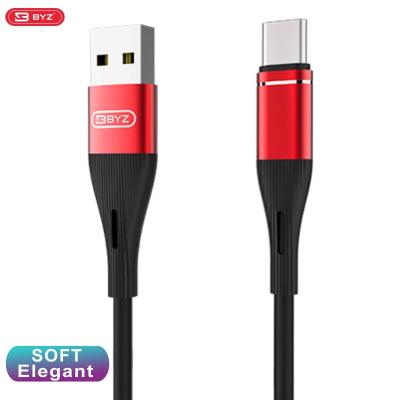 China MP3/MP4 player data high quality 1.2m BYZ 3A super soft charging fast cable for type c for sale