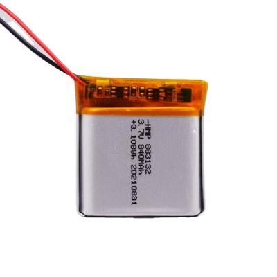 China Hot selling toys high capacity 3.7V 840mah lithium polymer battery 883132 lithium ion battery for power tools for sale