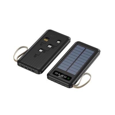 China Popular Powerbank 10000mah 20000mah Charger Wholesales Travel Solar Power Bank Portable Battery Pack Mobile Solar Power Banks With Cable for sale