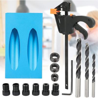 China Punch Woodworking Pocket Hole Jig Kit 6/8/10mm Angle Drill Guide Set Hole Puncher Marker Jig Drill Bits Set For DIY Woodworking Tools for sale