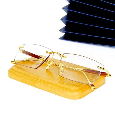 China Comfortable IP 18K Gold Titanium Glasses Frame Retro Optical High Quality Myopia Oculos De Grau Wooden Glasses for sale