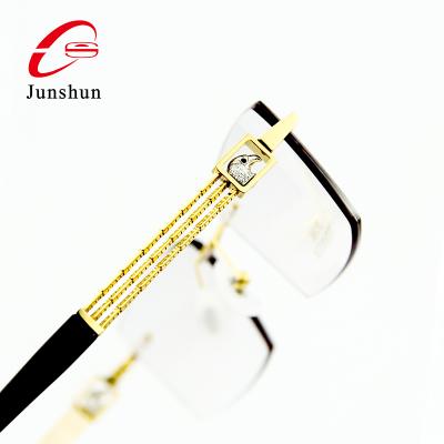 China Eagle Luxury Mens Rimless 18K Gold Plating Comfortable Eyewear Glasses Optical Frames for sale