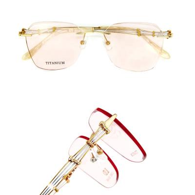 China Diamond Trimming Cutting Rimless Glasses Comfortable Optical Titanium Frame Custom Logo for sale