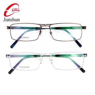 China 15 Years Experience JUNSHUN Gafas Half Square Rim Glasses Frame Titanium Optical Eyewear Optical Reading Myopia Cases For Men for sale