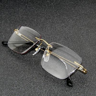 China Fashionable titanium optic optical sight eyewear latest custom made rimless glasses comfortable with ultra-light clear lenses for sale