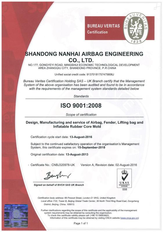 ISO 9001 - Shandong Nanhai Airbag Engineering Co., Ltd.