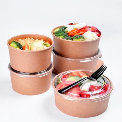 China Disposable Custom Printed Double Wall Take Away Wrapping Paper Salad Bowl With PET Lid , Wrapping Paper Salad Bow for sale