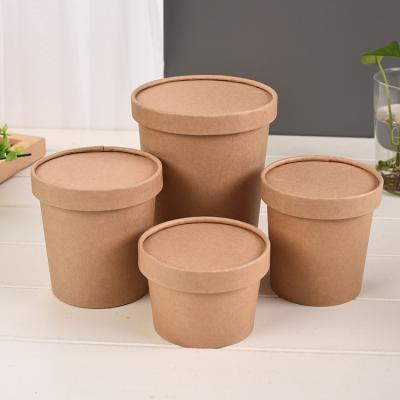 China Brand New Disposable Kraft Paper Packaging Package Paper Bowl With Lid for sale