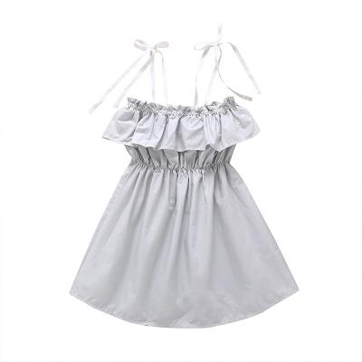 China 2021 new Anti-wrinkle fashion baby party slip dress light Gray Off-Shoulder Baby Suspender Skirt for sale