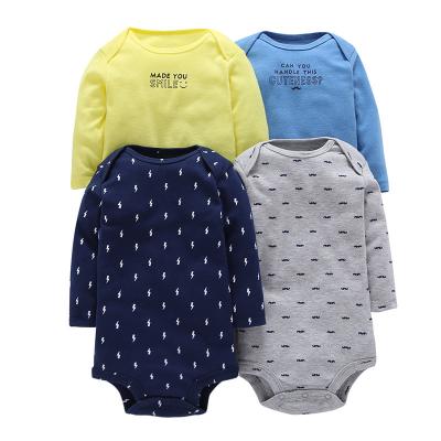 China Cute 100% Cotton Pattern Baby Clothing Sets Wholesale Newborn Baby Clothes Long Sleeve 4Pcs Baby Romper Set for sale