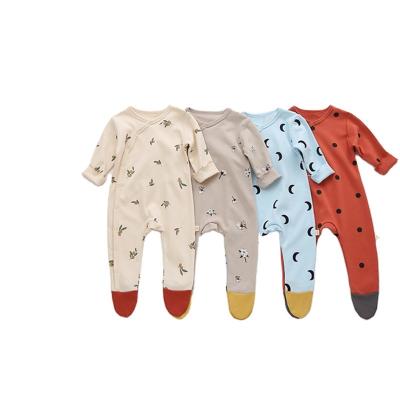 China 2021 Autumn Anti-wrinkle Baby Pajamas Cotton Baby Footie And Cap Sets Cute Print Long Sleeve Baby Romper Overalls for sale