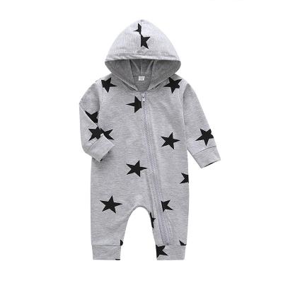 China Simple 100% Cotton 2021 Infant Toddler Autumn Cotton Hoodie Jumpsuit Newborn Baby Zipper Clothes Romper Onsie for sale