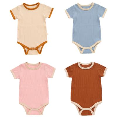 China 100% Cotton Wholesale Newborn Cute Baby Clothes Summer Style Shorts Sleeves Organic Cotton Baby Kids Romper for sale