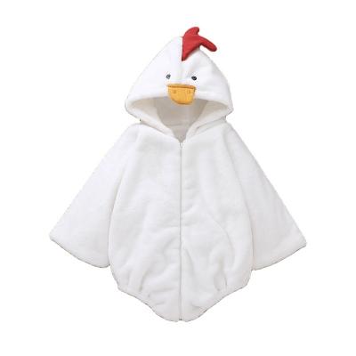 China 2021 White 100% Cotton Baby Winter Clothes Cute Hooded Duck Shaped Kids Clothes Long Sleeve Romper Overalls for sale