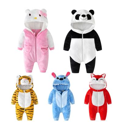 China 100% One Piece Panda Boy Baby Rompers Hooded One Piece Fleece Polyester Cute Infant Animals Winter Baby Boy Rompers for sale