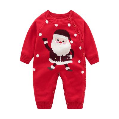 China Wholesale High Quality Christmas Newborn Baby Clothes Winter Cotton Cute Knit Extra Thick Warm Baby Romper for sale