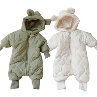 China 95% Cotton Ins 95% Cotton Baby Clothes Baby Winter Romper Cotton Ins Hooded Romper Windproof Thick Warm Zipper High Quality for sale