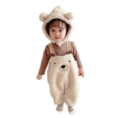 China Breathable Baby Onesie Winter Fleece Baby Clothes Bear Straps Two Baby Onesie for sale